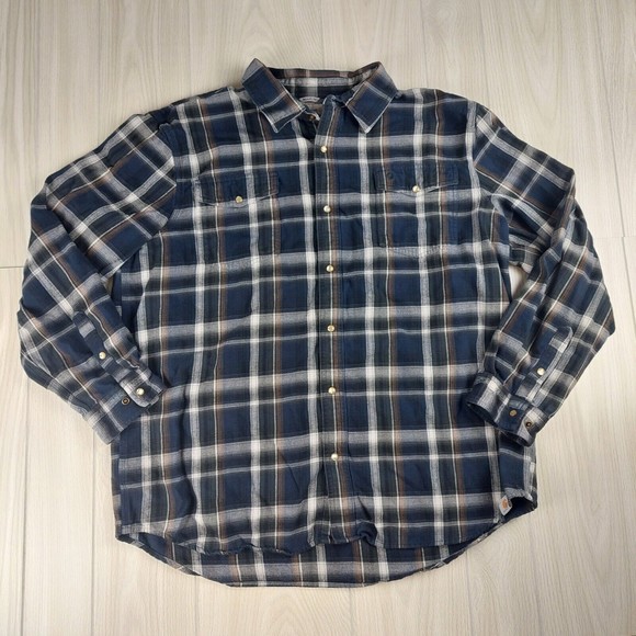 Carhartt Other - Carhartt Mens 2XL Long Sleeve Button Up Shirt Relaxed Fit Flannel Plaid Pearl‎